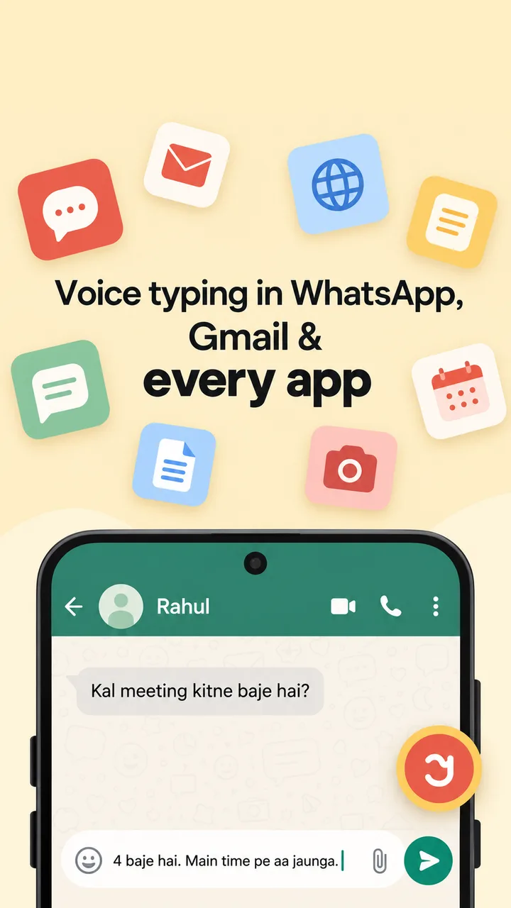 JustSay voice typing inside WhatsApp